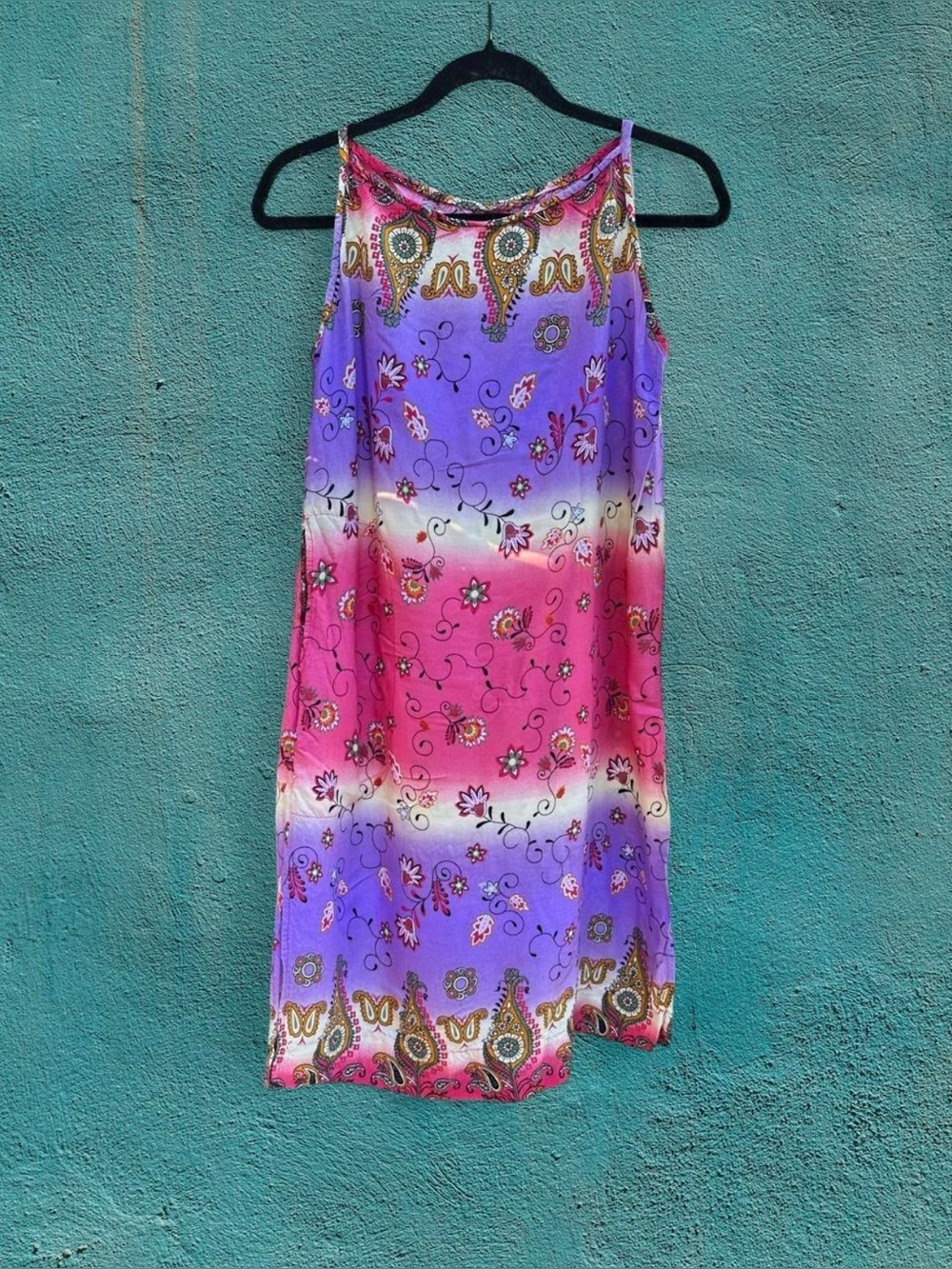 Y2K Handmade Paisley Boatneck Mini Dress